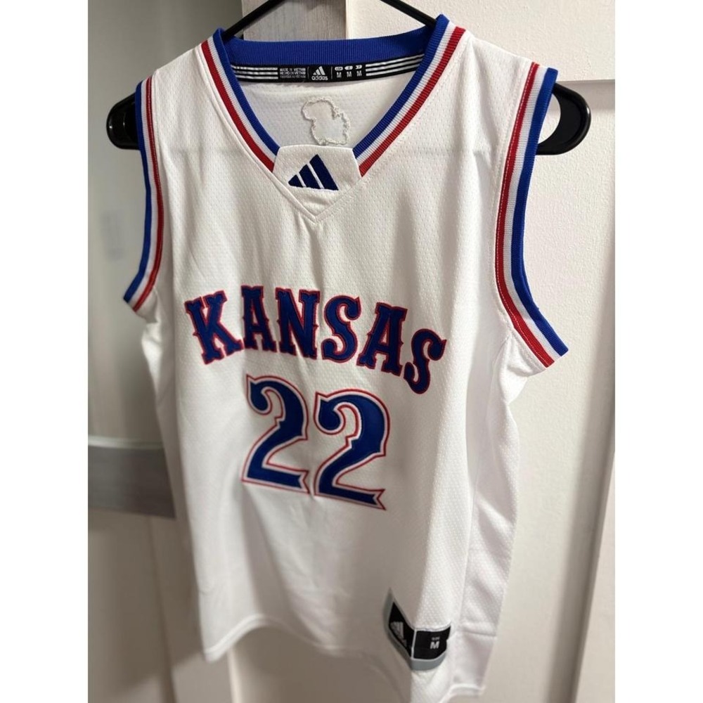 Adidas Kansas Jayhawks Peterson 22 Basketball Jersey Youth Medium White Mesh